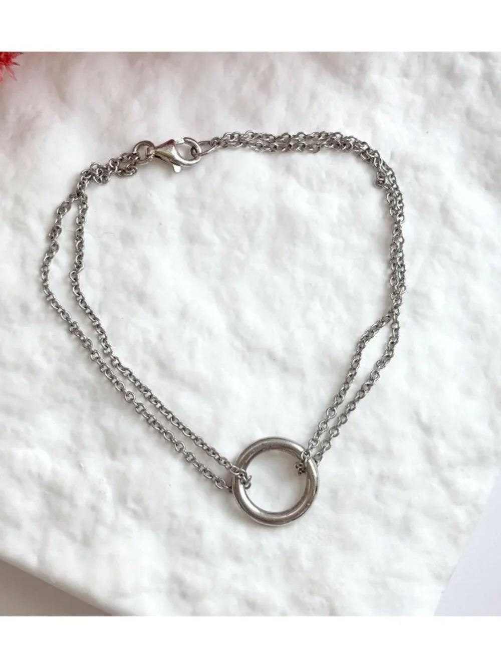Cable Chain Round Doublr Linked Vintage Sterling Silver 925 Bracelet - 7